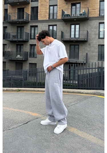 Flex Tech Oversize Eşofman Gri Melanj Gri Melanj