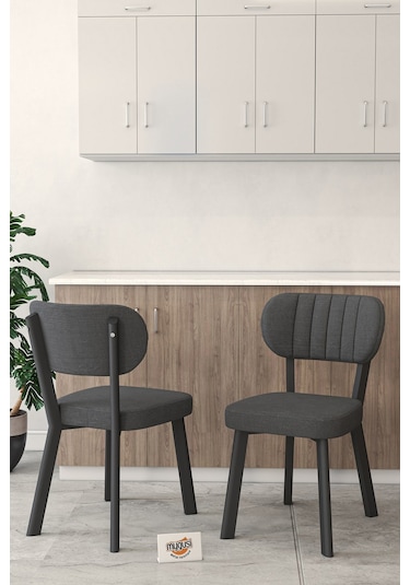 Gnr 70x110cm Sabit Efes Mutfak Masası Takımı, Yemek Masası, 4 Modern Antrasit Sandalye Antrasit