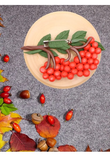 Clayfairy Sonbahar Üvez Salkımı Broşu 259734744 Yeşil