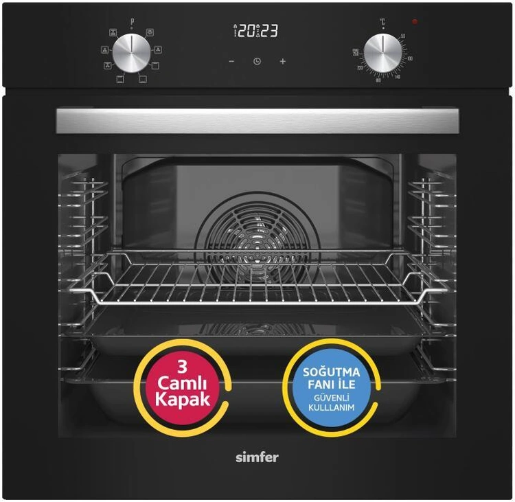 Simfer SB8208 - T3500 - SD8703 QS Dijital Siyah 3'lü Ankastre Set