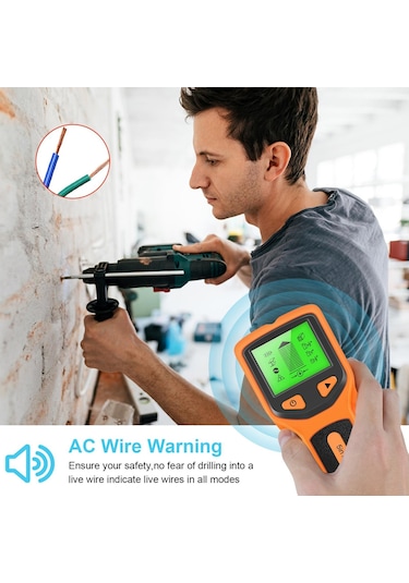 Siyah Saplama Bulucu Duvar Tarayıcı - 5'i 1 Arada Elektronik Saplama Dedektörü, Hd Lcd Ekranlı, Ahşap Ac Tel Metal