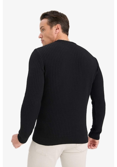 Defacto Standart Fit Bisiklet Yaka Basic Dokulu Triko Kazak E0811ax25wnbk27 Siyah