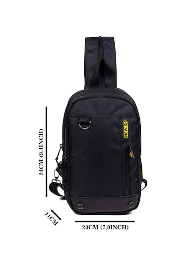 Newish Polo Erkek Kumaş Çapraz Göğüs Ve Omuz Çantası New158 - Siyah - Sarı