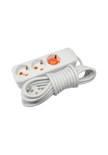 Asel Ara Kablo Topraklı Grup Priz 3'lü 10mt Düz ASL-200