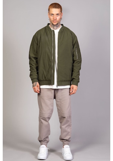 Haki Regular Fit /krinkıl Kumaş İçi Kapitone Pilot Erkek Ceke... Indıgo