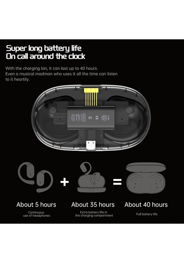 X18 Açık Hava İletim Kablosuz Bt Kulaklıklar, Kulağa Takılan, Kulakta Olmayan, Dijital Ekranlı Enc Gürültü Azaltma Spor Kulaklıkları