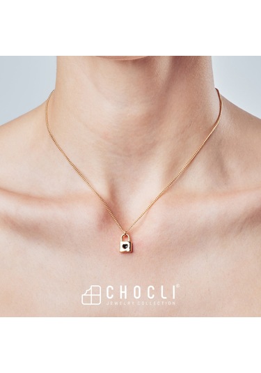 Chocli 18 Ayar Altın Kaplama Kilit Kolye Altın
