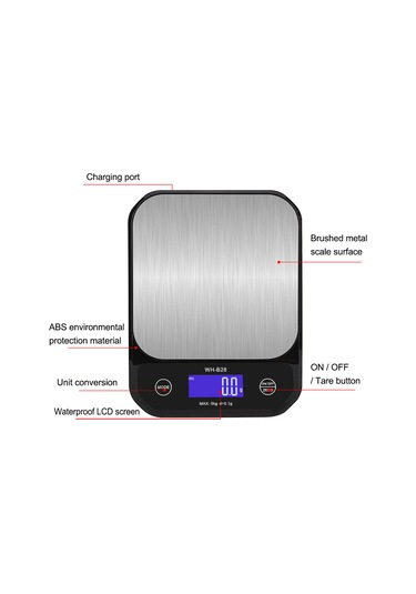 Youtek Dijital Mutfak Terazi, 10kg/1g Hassasiyet, Lcd Ekran, 5 Birim G, Oz, Lb, Kg, Ml , Su Geçirmez, Li-pol Batarya, Pişirme Ve Gıda Tartımı İçin Kırmızı