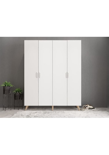 Duke 4 Kapaklı Ayakkabılık Meşe Beyaz 160 Cm M2