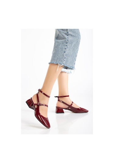 Aymood St-003 Bordo Rugan Günlük 4 Cm Topuklu Ayakkabı Bordo