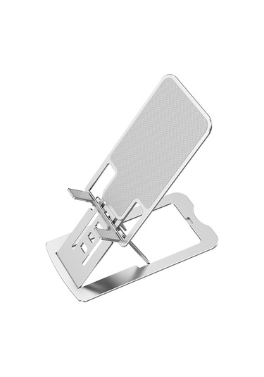 7 Kademe Ayarlanabilir Katlanabilir İnce Telefon Ve Tablet Desteği, Alüminyum, Kaymaz Silikonlu, Gümüş Renk