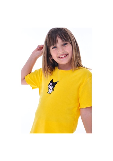 Ribana Beybi Overlok Detaylı Kuromi Nakışlı Alt-üst Takım Sarı