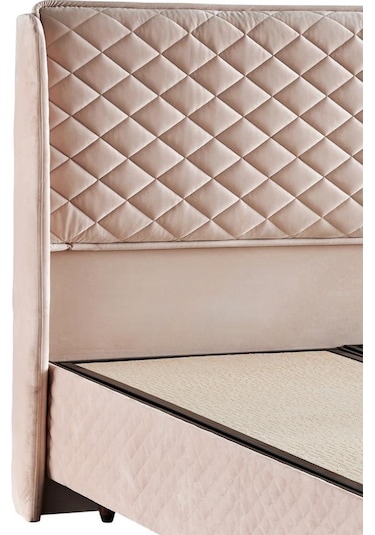 Baklava Lüks Yatak Baza Ve Başlık Seti 200x200 Cm Çift Kişilik Çok Sert Yatak Krem Baza Ve Başlık