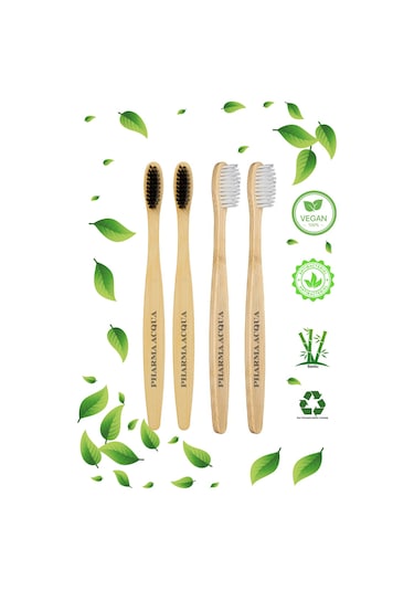 Pharma Acqua 4 Lü Set -2 Adet Beyaz 2 Adet Siyah Bambu Diş Fırçası