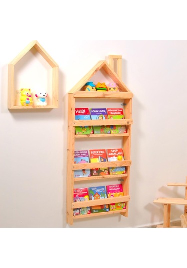 Montessori Çocuk Odası Eğitici Mobilya Kitaplık Raf Duvar Rafı