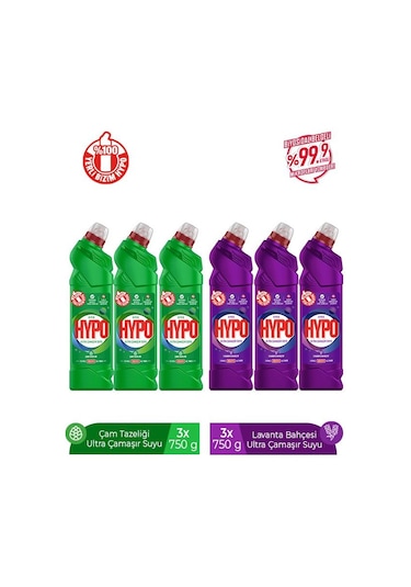 Hyper Hypo Ultra Çamaşır Suyu Çam + Lavanta 6 x 750 G