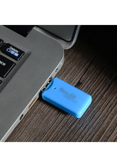 Mavi Mini Taşınabilir Usb 2.0 Tf Mikro Sd Hafıza Kartı Okuyucu Pc Dizüstü Bilgisayar İçin