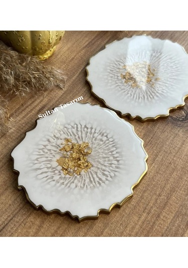 Tekli Epoksi Bardak Altlığı - 114 Beyaz