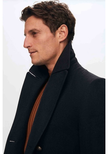 Ds Damat Regular Fit Lacivert Denizci Metal Düğme Detaylı Kaşe Kaban 1HF08ORT10005 Lacivert