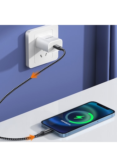 Awei Cl-126 1.2m 4 İn 1 Usb Usb-c / Tip-c 8pin Veri Hızlı Şarj Kablosu Mavi