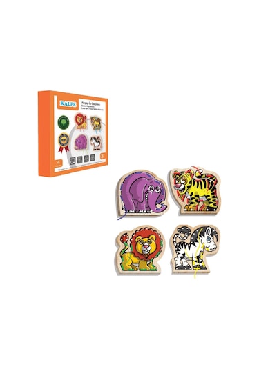 Kal-1019-1020 Chiva. Ahşap İp Geçirme- Safari Hayvanlar