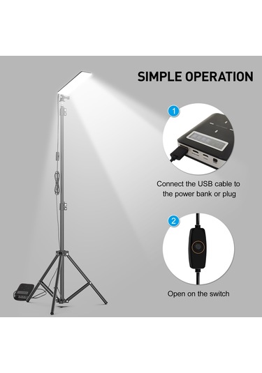 Açık Taşınabilir Lamba Ayarlanabilir Yükseklik Kamp Gümüş Gümüş