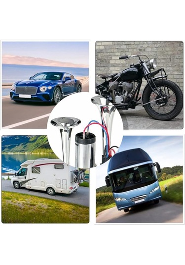 12v Araç Elektrikli Korna İçin 600db Güçlü Ses Çift Tüp Metal Araba Kornası
