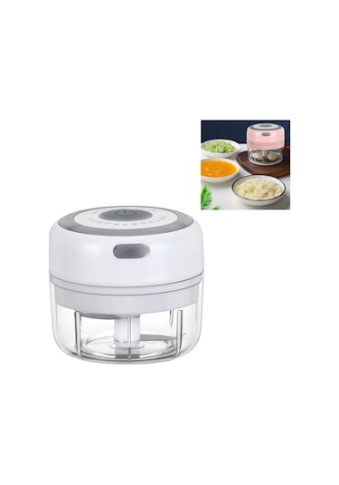 Cbtx Elektrikli Usb Şarj Edilebilir Paslanmaz Çelik Kırma Sarımsak Soyma Cihazı Kablosuz Mini Sarımsak Kesici Beyaz