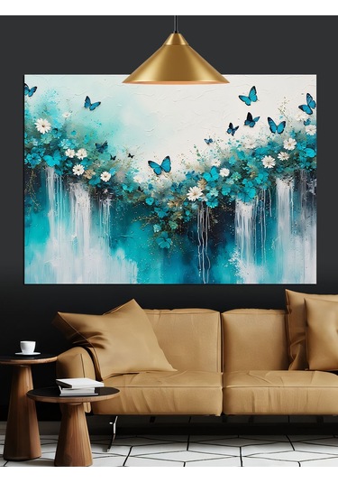 Kelebekler Su Yansıma Sanat Dekoratif Kanvas - Mdf Ahşap Tablo