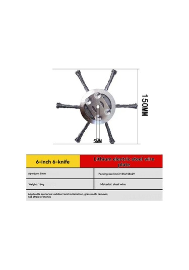 Monyee 6 İnç Çelik Tel Çim Kesme Başlığı, 5mm Açılıklı, Hafif Ve Dayanıklı, Li-pilli Makinalar İçin Orman, Bahçe Bakımı Aksesuarı