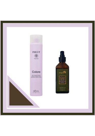 Kaaral Natura Purify Colore Protection Shampo 300ml + Carpino Macadamia Nut Oil Hair Care Serum 100ml.spray Boyalı