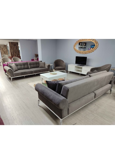 Zerafet Chester Koltuk Takımı Kahverengi