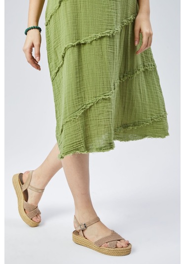 Muslin Elbise Yazın Vazgeçilmesi Fıstık Yeşil