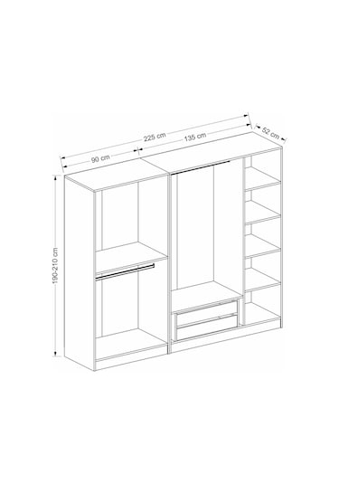 Minar Kale 5 Mebran Panjur Kapaklı 2 Çekmeceli Dolap Beyaz/beyaz 190cm