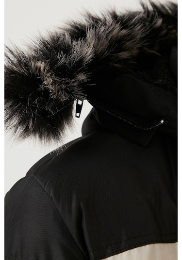 Buratti Slim Fit Çıkarılabilir Suni Tüylü Kapüşonlu Şişme Erkek Mont 5760076 Taş-Siyah Buratti Slim Fit Çıkarılabilir Suni Tüylü Kapüşonlu Şişme Erkek Mont 5760076 Taş-Siyah