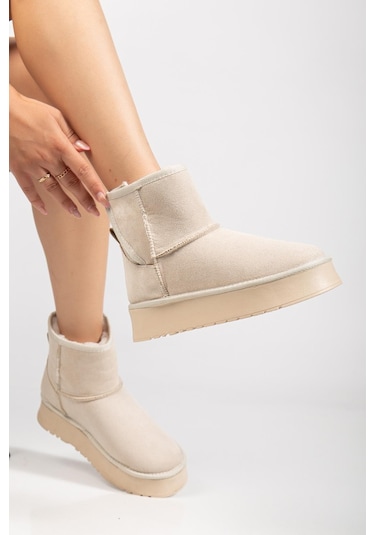 Suins Soule Model İçi Komple Kürklü Cırtlı Siyah Taba Ten Kadın Bot Ten