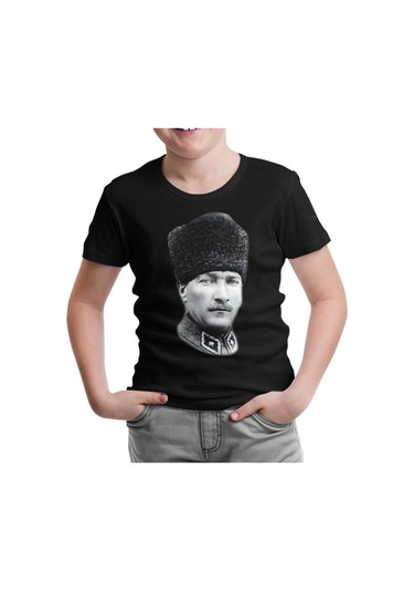 Atatürk - Portre Apolet Siyah Çocuk Tshirt