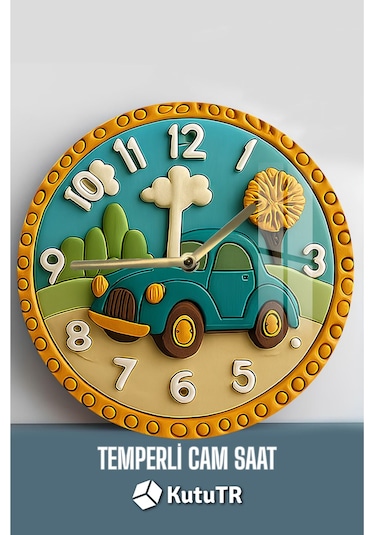 8692016095792 Dekor 3d Görünümlü Temperli Cam Saat 33 Cm Csdw304 Renkli