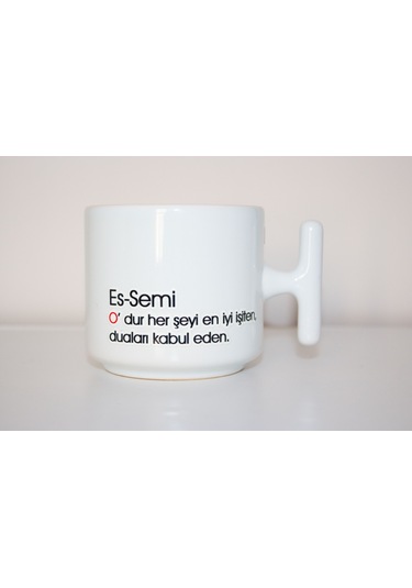Es Semi Esma Serisi T Kulplu Seramik Beyaz Kupa Bardak Hediyelik Beyaz