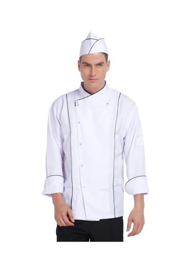 Aşçı Ceketi Beyaz Siyah Biyeli T Model