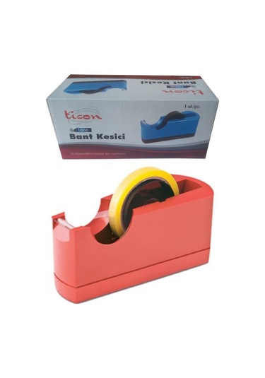 Büyük Bant Kesme Makinesi Kırmızı Ve 3 Adet 12x66 Metre Bant Masa Üstü Bant Makinesi Bant Kesici 1 Adet