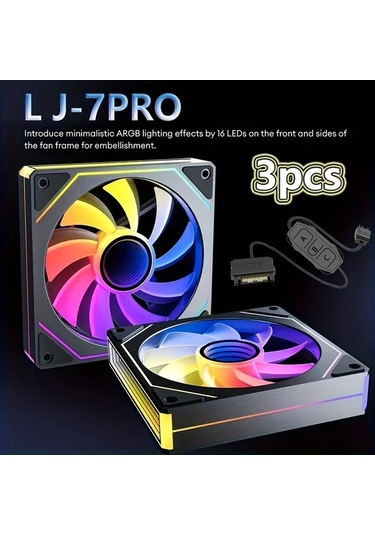 Xuweiwei Beyaz Olumlu 7pro 3 Adet L J 7pro Sasi Isi Dagima Seti 120mm Sessiz Bilgisayar Sogutma Fani Argb Kontrol Cihazi Pwm