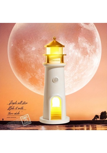 Honeybeeshop Beyaz Ay Lambası Projektör Gece Lambası Fener Dekorasyon Şarj Edilebilir Led Galaksi Projektörü Hareket Sensörlü Beyaz