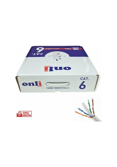 Onli 24AWG UTP CAT6 Network Kablosu Gri 100Mt Yerli Üretim