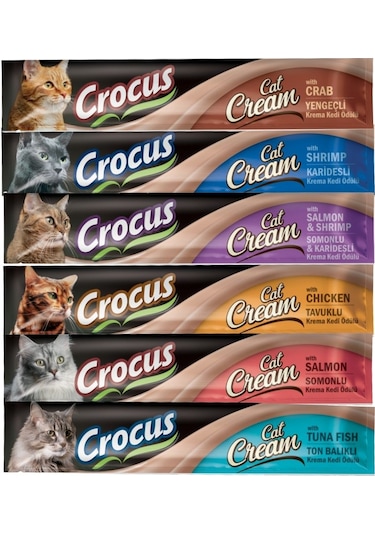 Crocus Premium Kedi Krema Ödülü 6 Aromalı 6 X 15gr