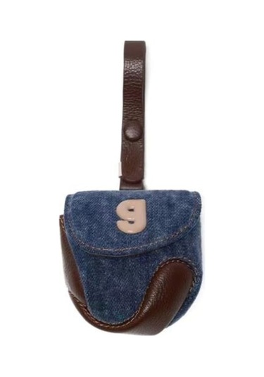 Novahub Suni Deri Beyzbol Kulaklık Çantası Su Geçirmez Taşınabilir Bozuk Para Anahtar Kablosuz Kulaklık Tutucu Mavi Mavi