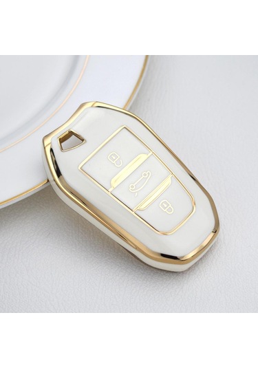 Beyaz Yumuşak Tpu Araba Uzaktan Anahtar Kılıfı Peugeot Uyumlu 308 408 508 2008 3008 4008 5008 Citroen C4 C4l C6 C3-xr Picasso Ds3 Ds4 Ds5 Kabuk Fob