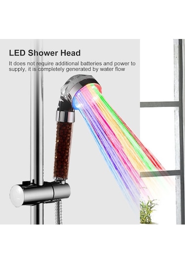 Pazly Filtreli 7 Renkli Led Duş Başlığı - Otomatik Işık Değişen, Su Tasarruflu G1/2 Banyo Duş Başlığı Diğer