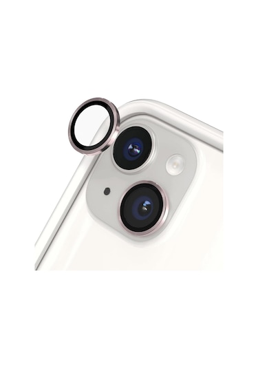 Apple Uyumlu iPhone 15 / 15 Plus Mercek Lens Kamera Koruyucu Pembe