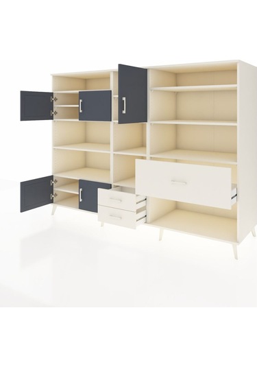 Kronos Dolap 13 Raflı 3 Çekmeceli 5 Kapaklı 220x59x163 Aytaşı-ant Aytaşı-antrasit/aytaşı